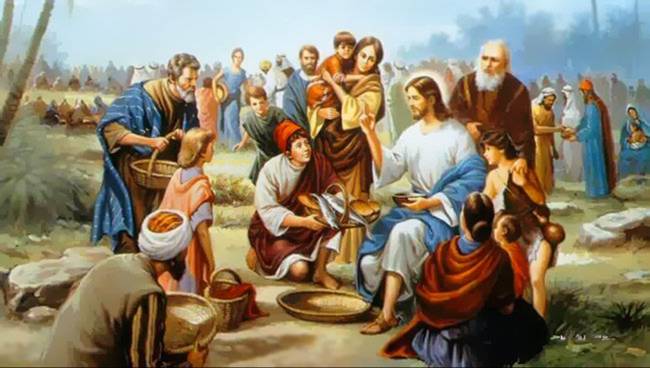 Resultado de imagem para jesus multiplica pães e peixes